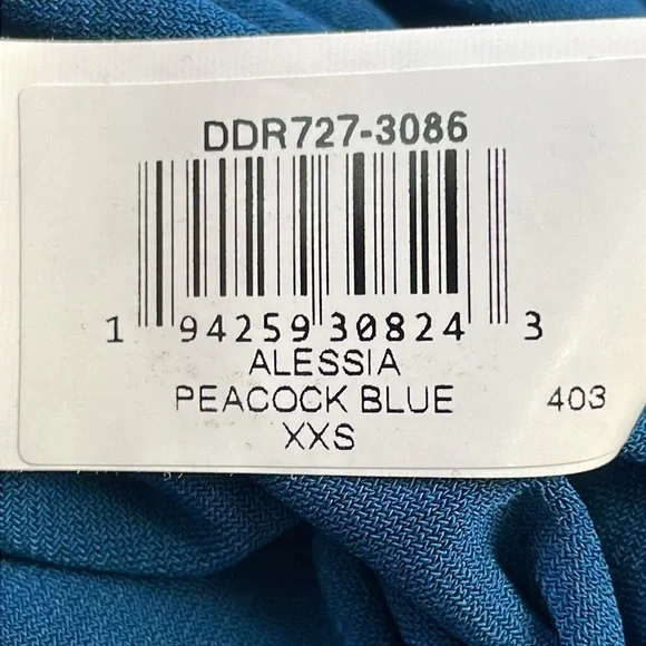 NWT Dress The Population Alessia Dress Peacock Blue Slit Flattering Sz XXS - Picture 13 of 13
